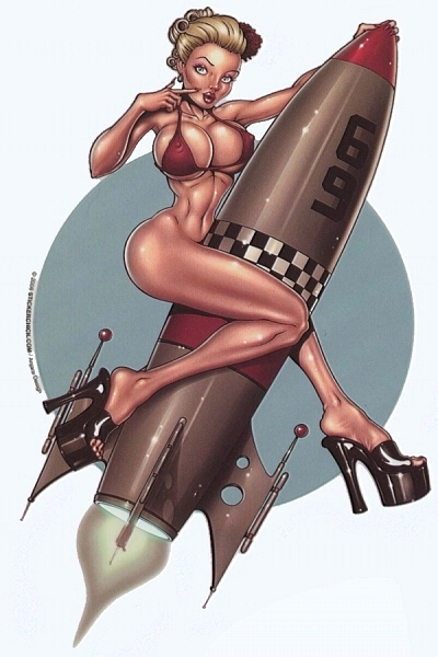 Love Rocket Pin UP Girl Sticker/Vinyl Decal